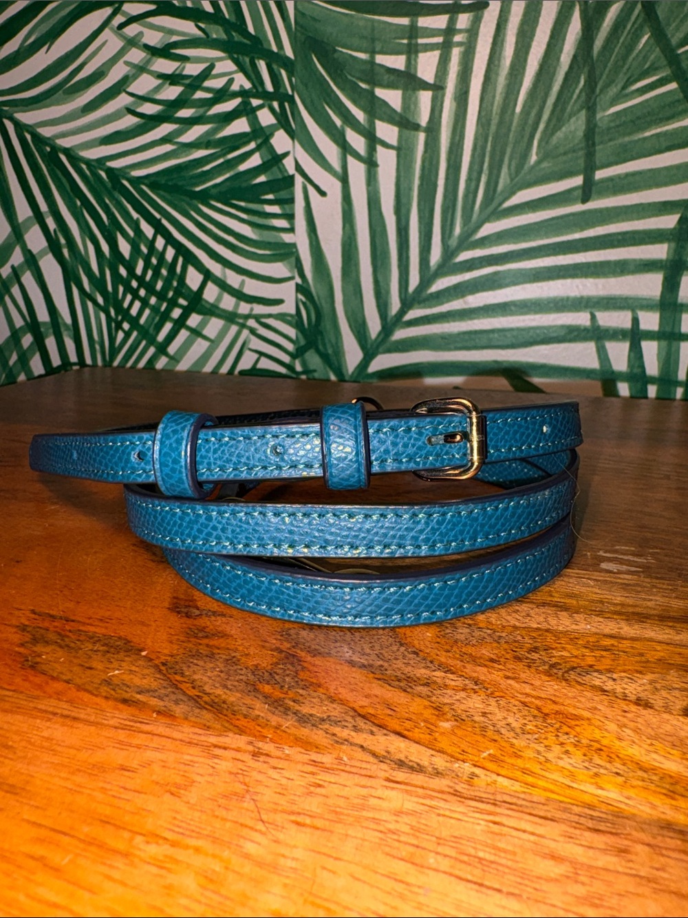 Coach Turquoise Blue Pebbled Leather Gold Brass Hardware Clip Replacement Strap